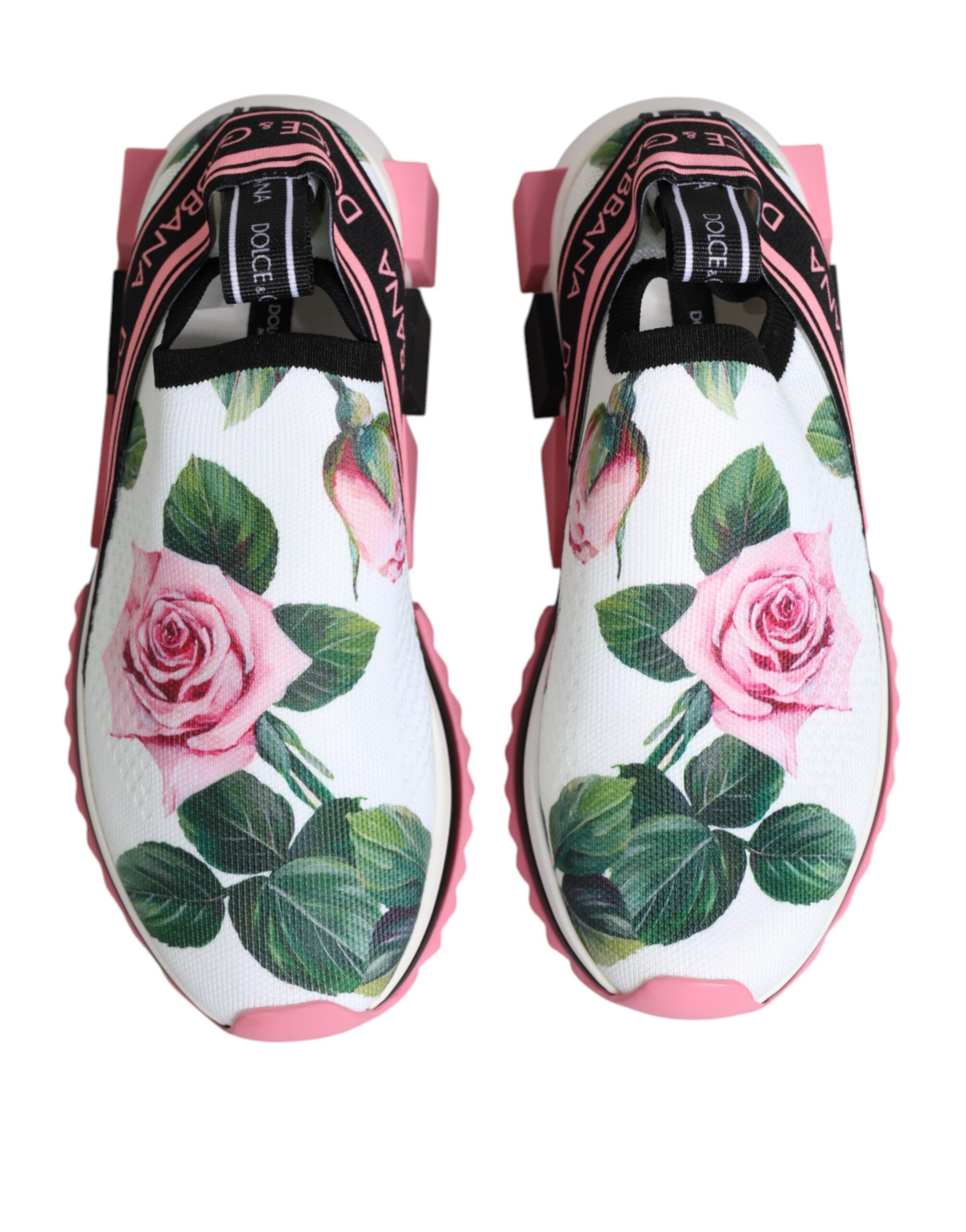 White Rose Print Sorrento Sneakers Shoes - ventzia