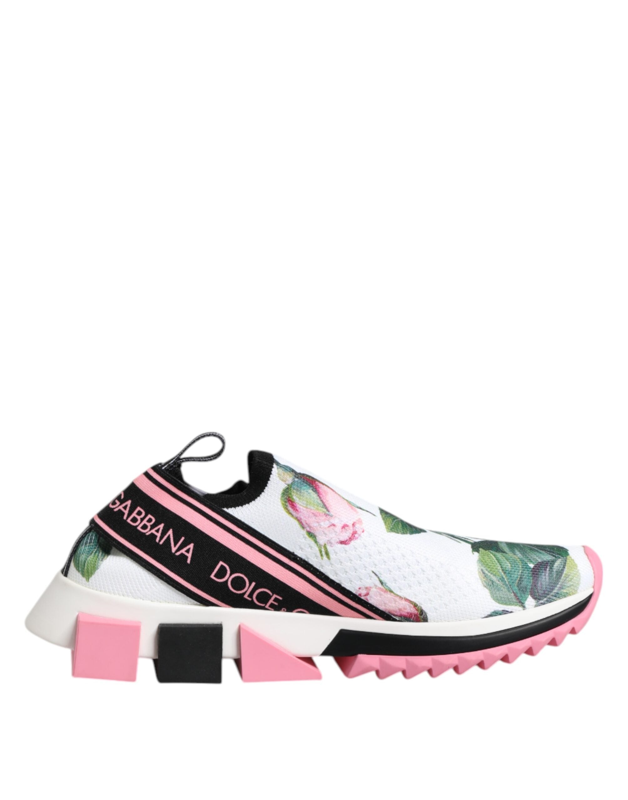 White Rose Print Sorrento Sneakers Shoes - ventzia