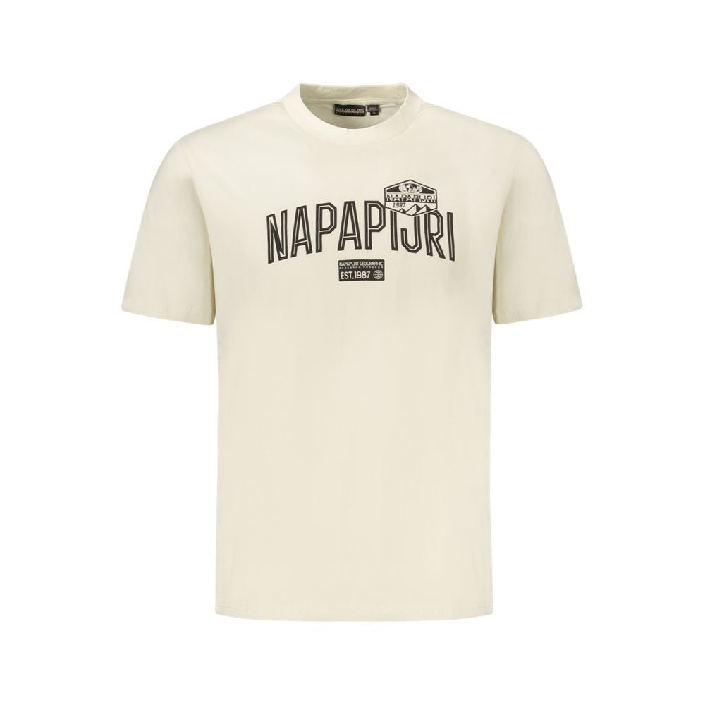 Beige Cotton Men T-Shirt - ventzia