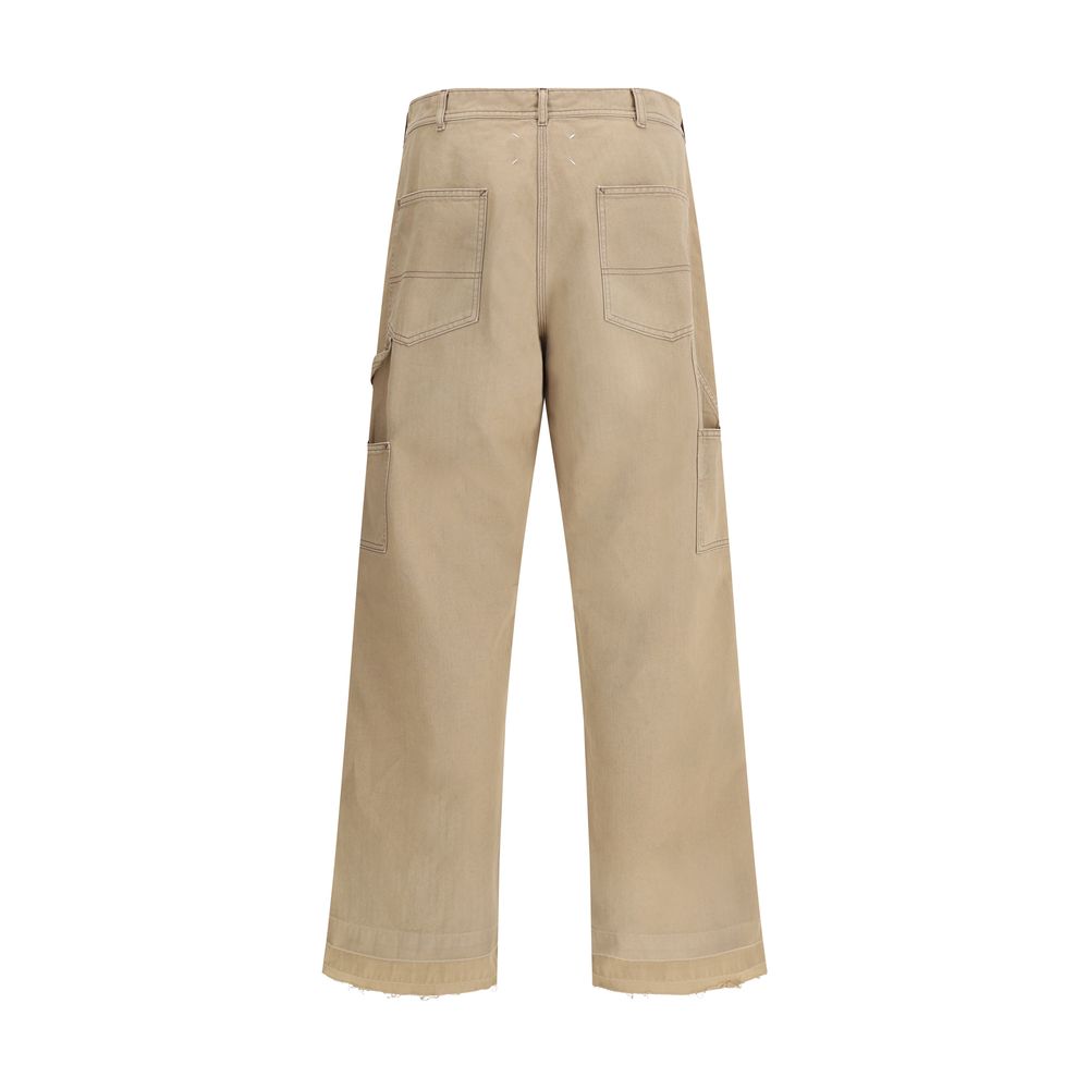 Beige Cotton Casual Pants - ventzia