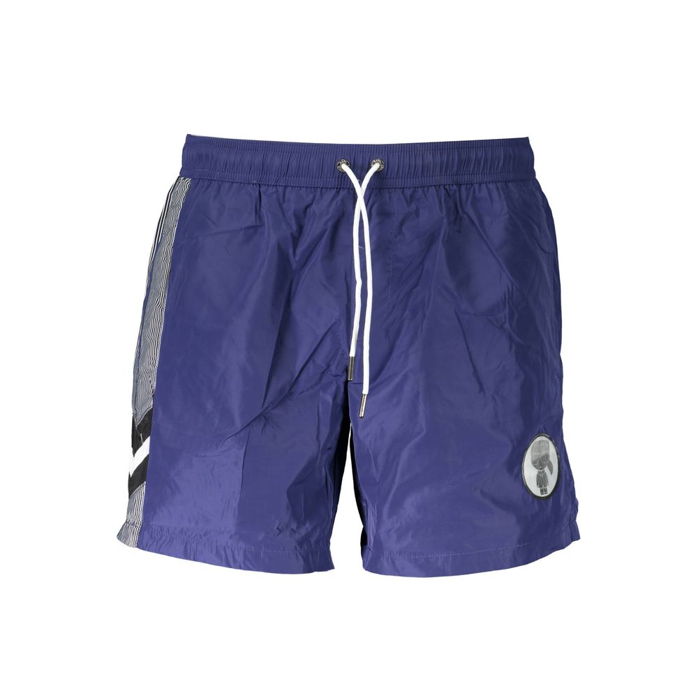 Blue Polyester Men's Swim Boxer - ventzia