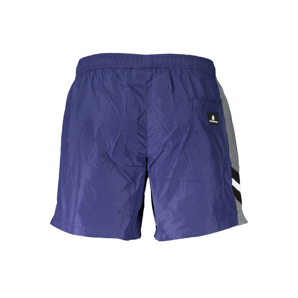Blue Polyester Men's Swim Boxer - ventzia