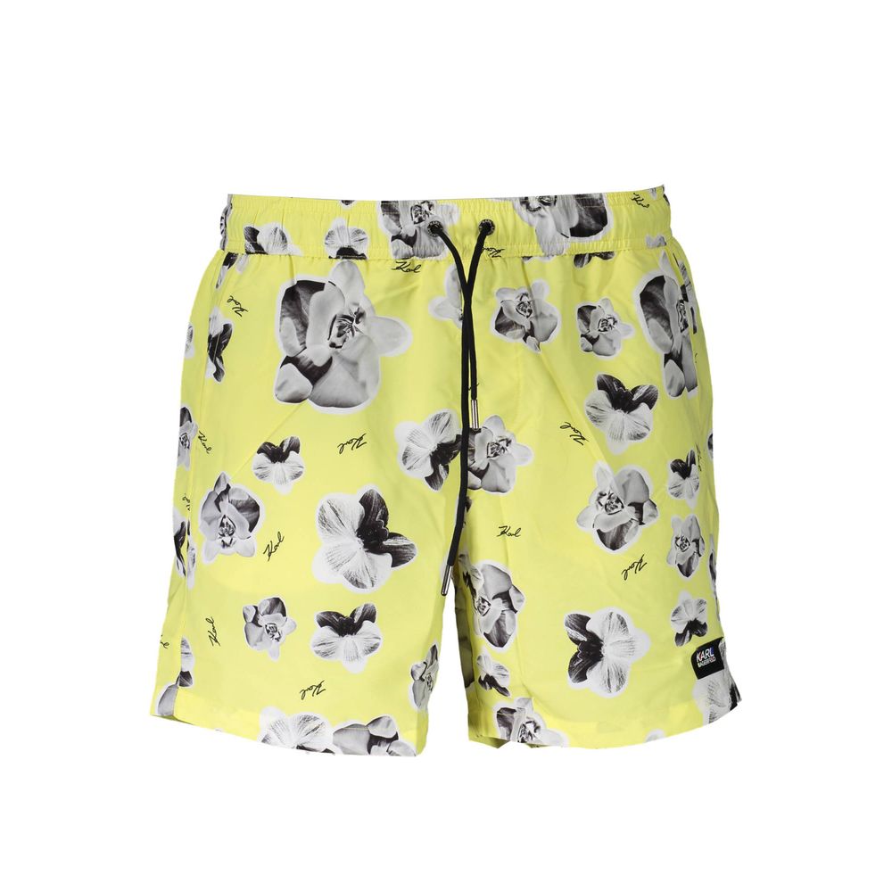 Yellow Polyester Men Swim Boxer - ventzia