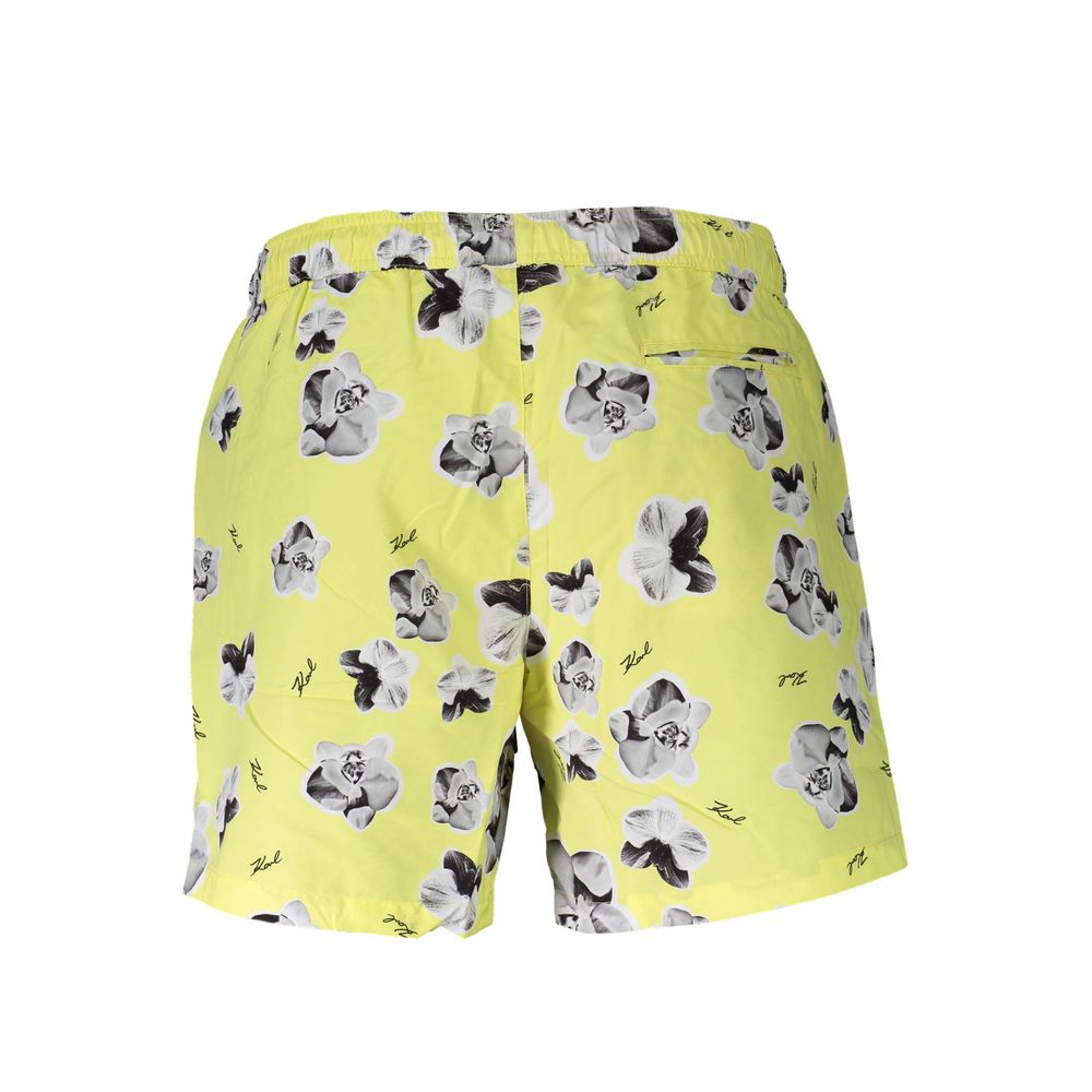 Yellow Polyester Men Swim Boxer - ventzia
