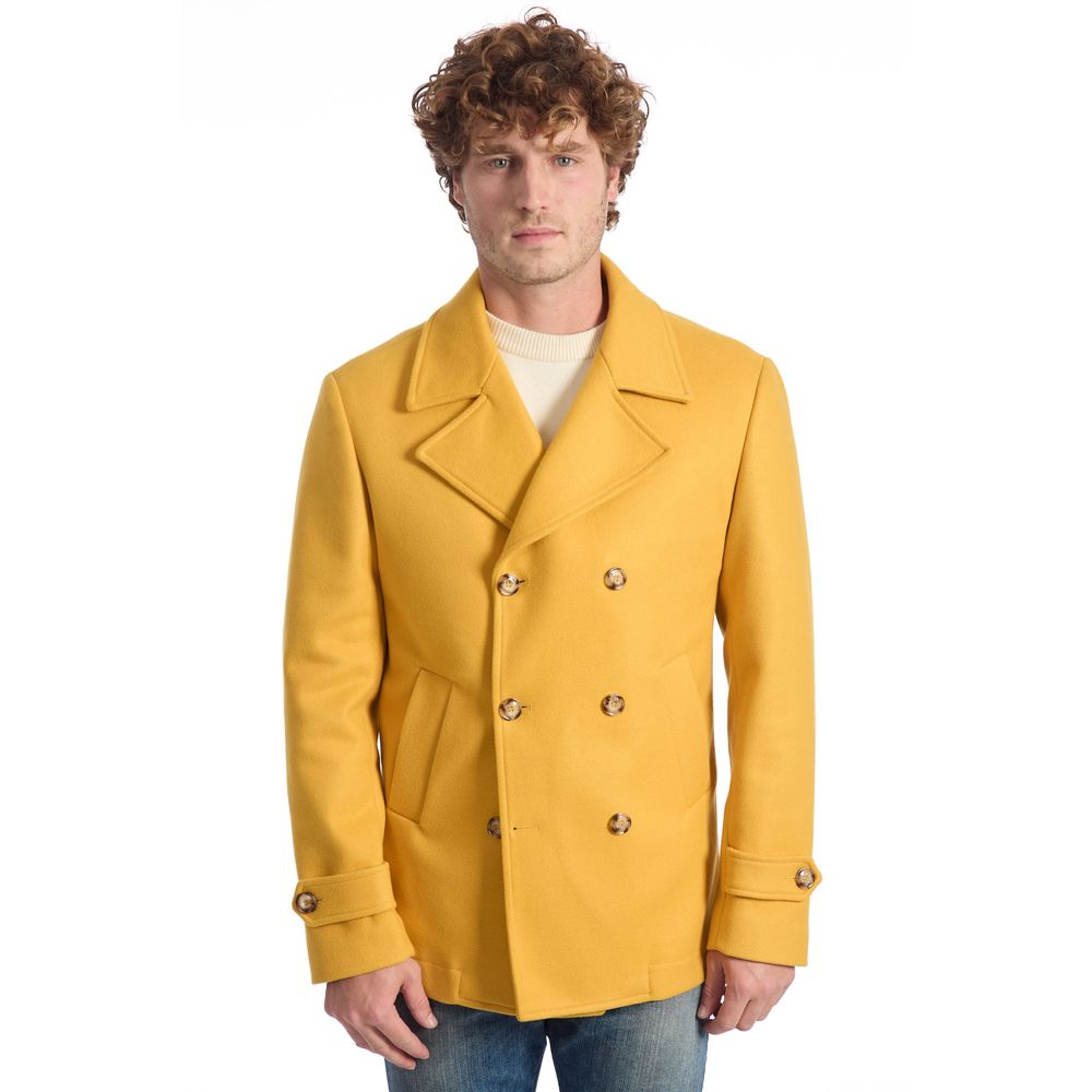 Yellow Wool Men's Short Coat - ventzia