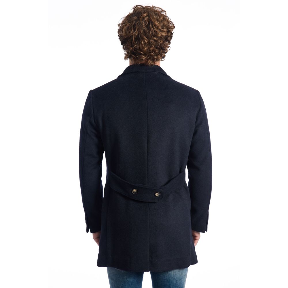 Blue Wool Men Jacket - ventzia