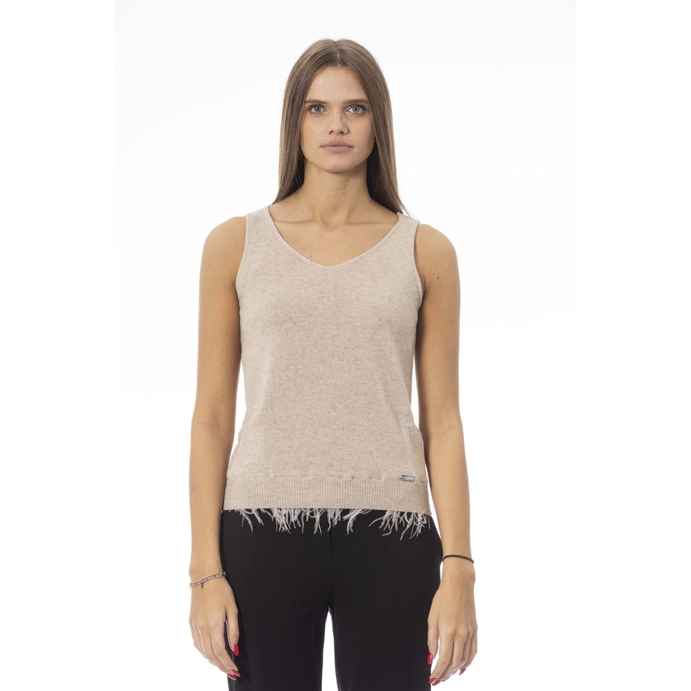 Beige Wool Women Top - ventzia