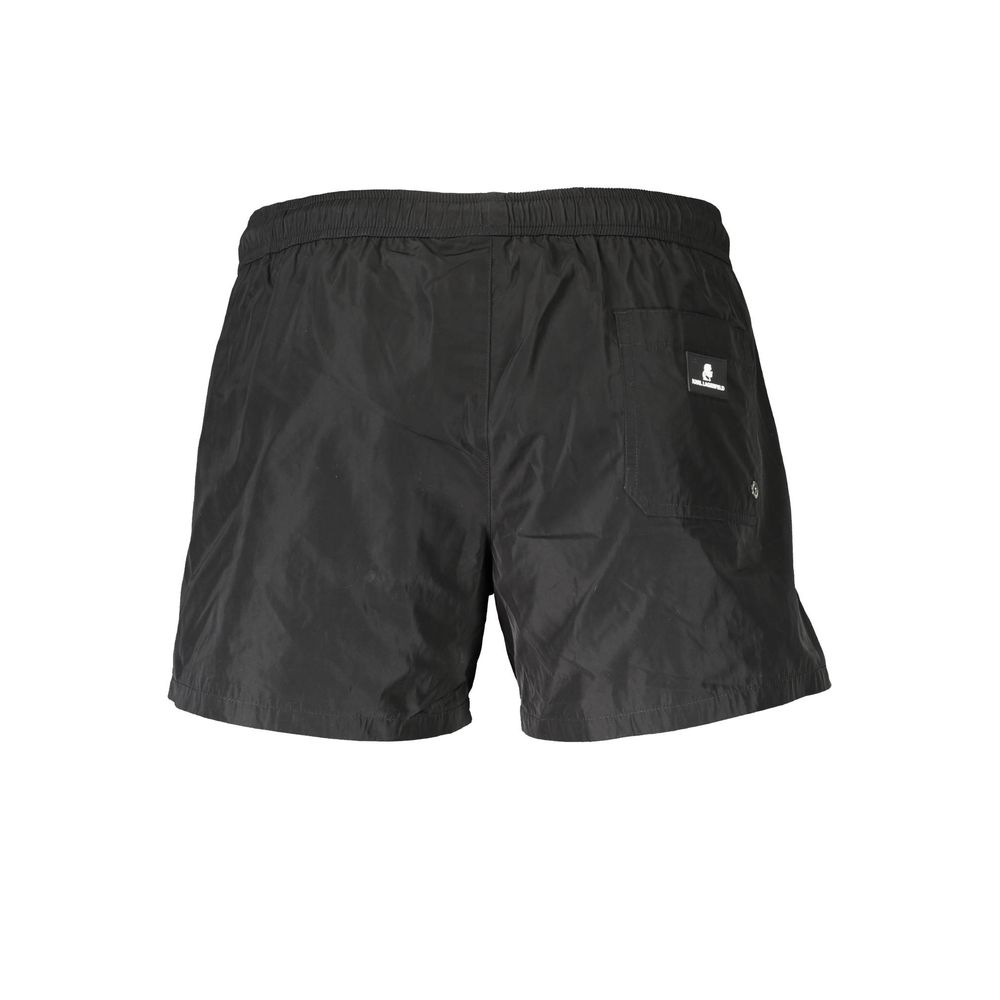 Black Polyester Men's Swim Boxer - ventzia