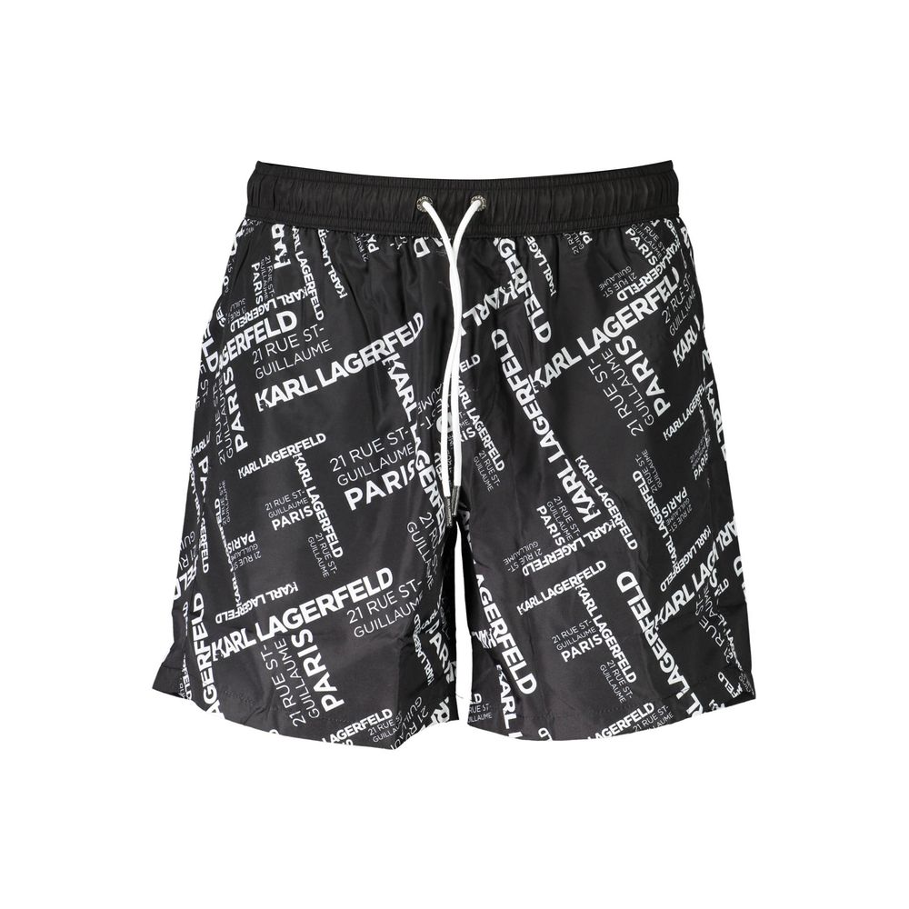 Black Polyester Men's Swim Trunk - ventzia