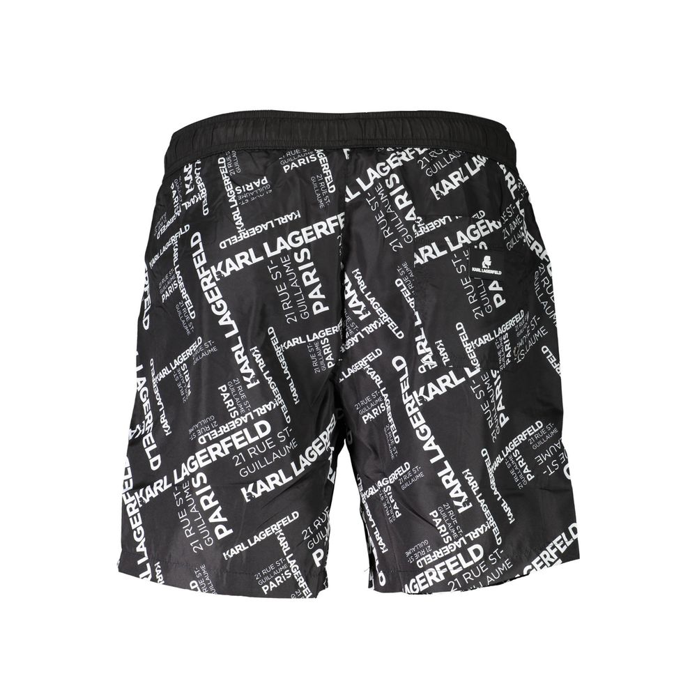 Black Polyester Men's Swim Trunk - ventzia