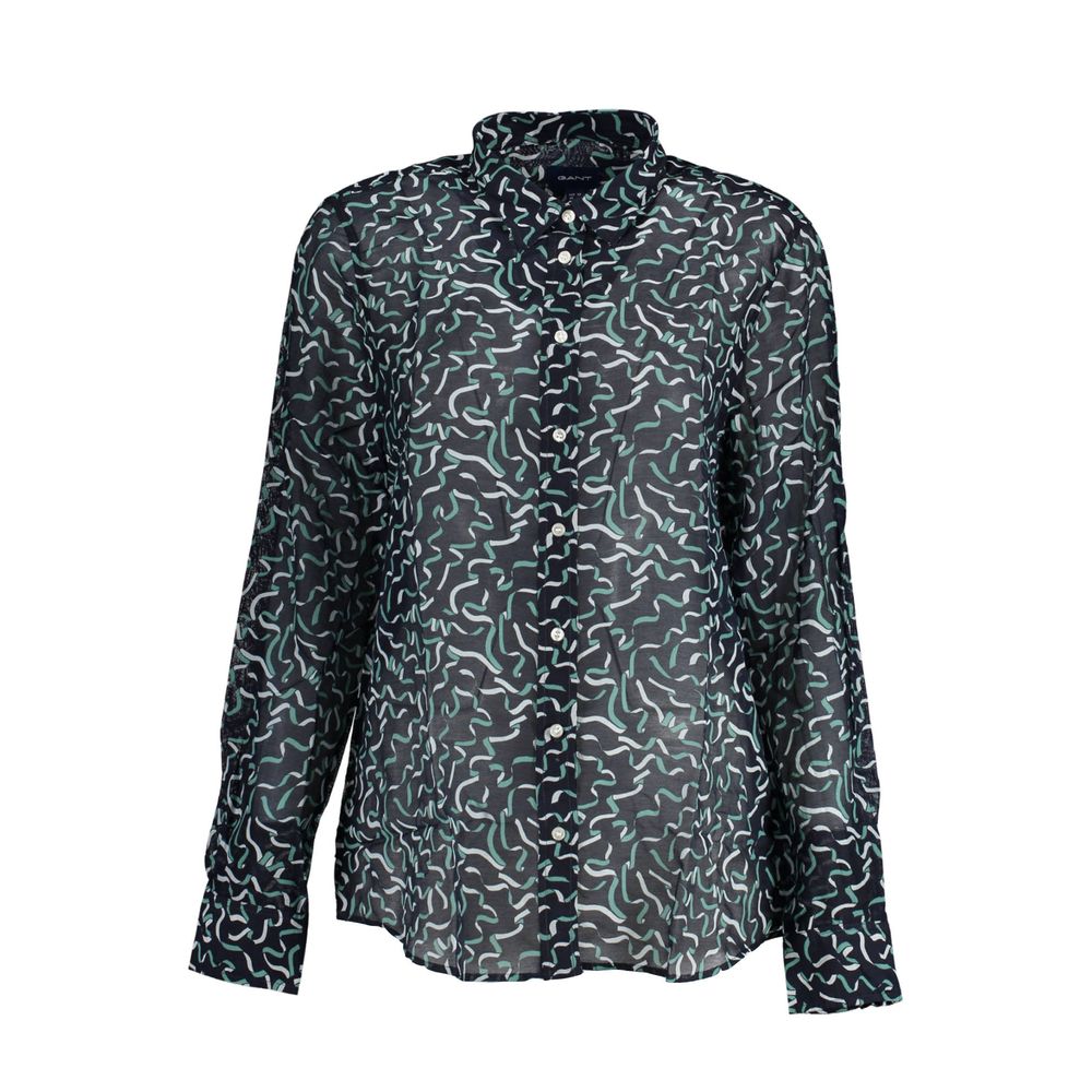 Blue Cotton Women Shirt - ventzia