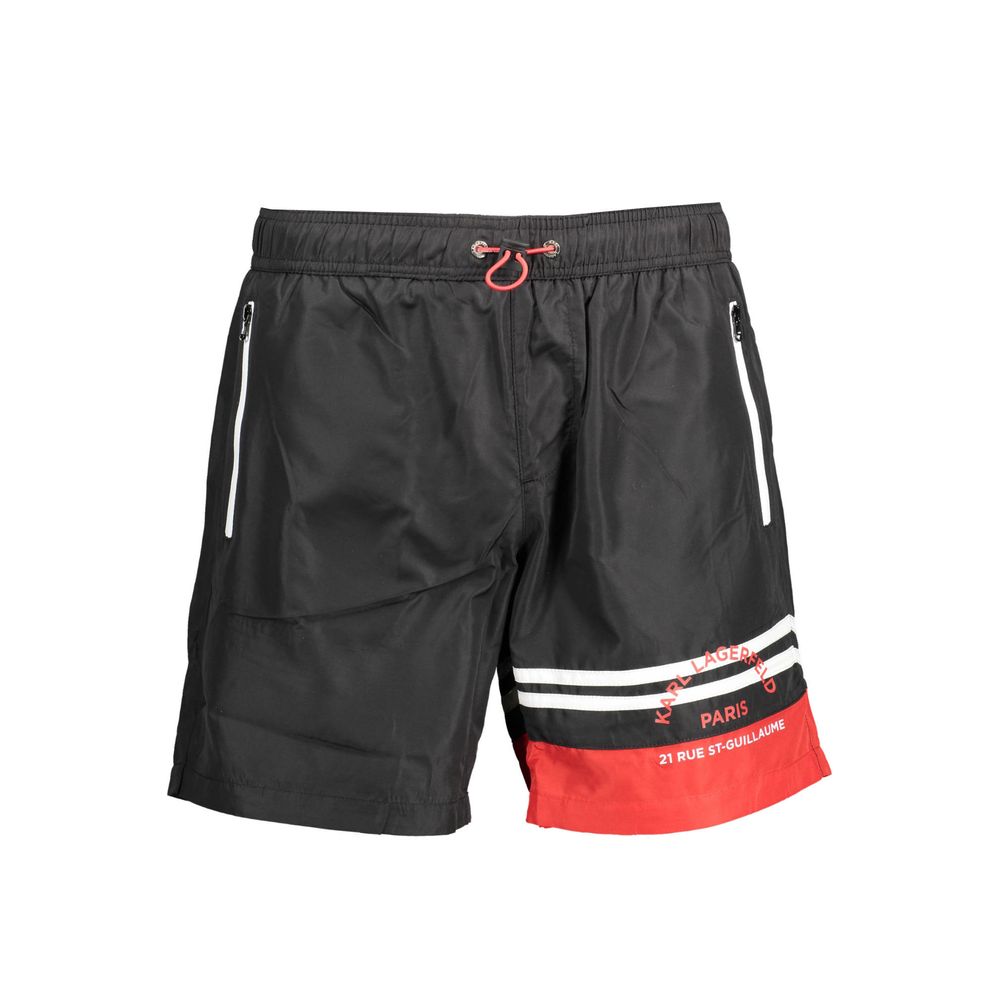 Black Polyester Men's Swim Boxer - ventzia