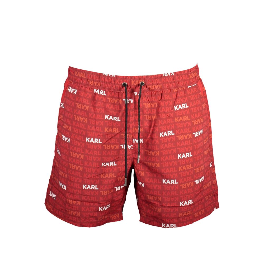 Rosso Polyester Men Swim Boxer - ventzia