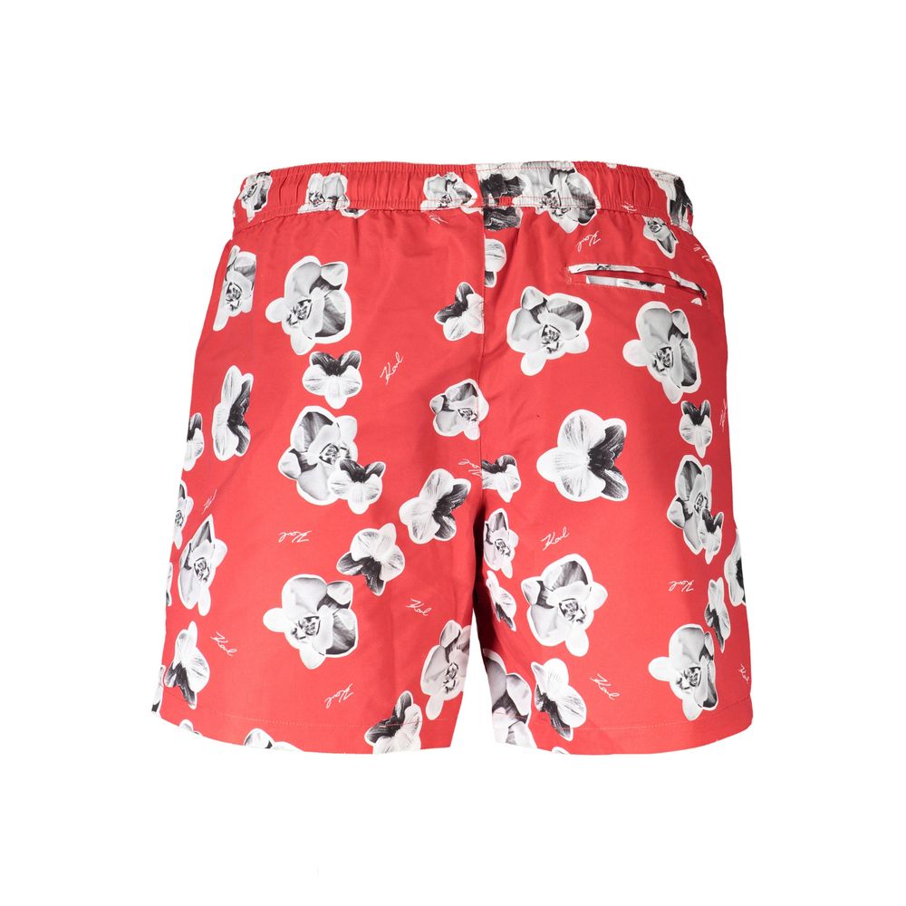 Red Polyester Men's Swim Trunk - ventzia