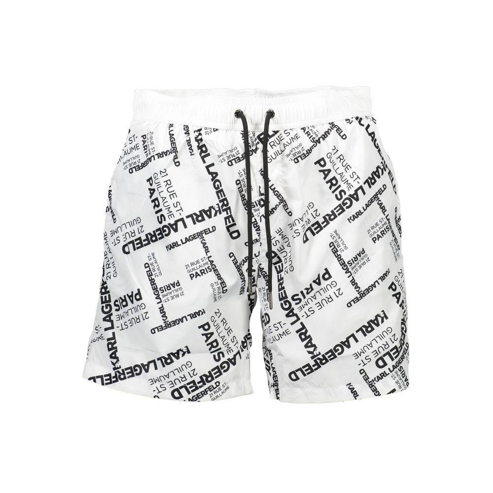 White Polyester Men's Swim Boxer - ventzia