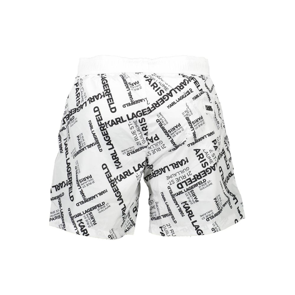 White Polyester Men's Swim Boxer - ventzia