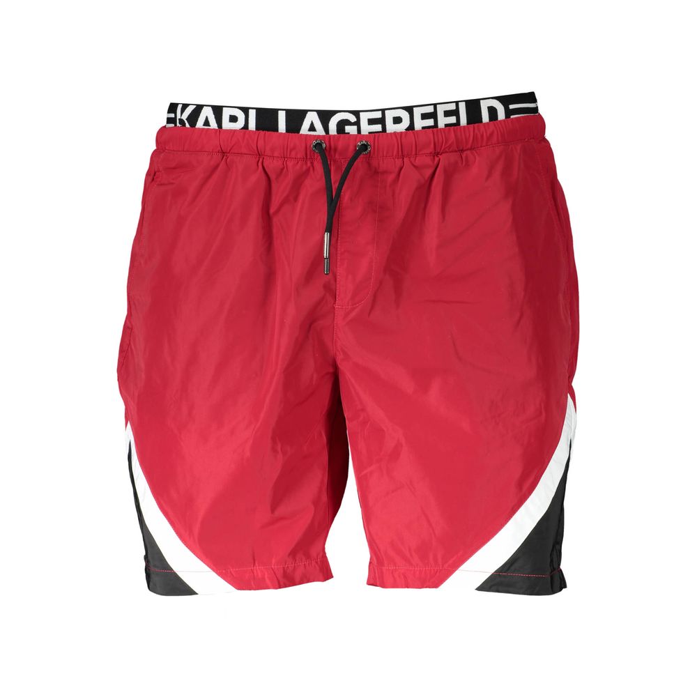 Red Polyester Men's Swim Boxer - ventzia