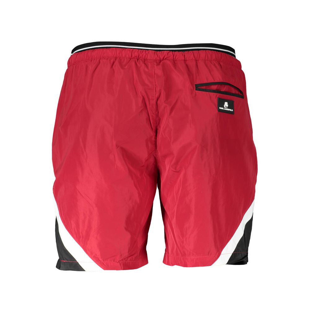 Red Polyester Men's Swim Boxer - ventzia
