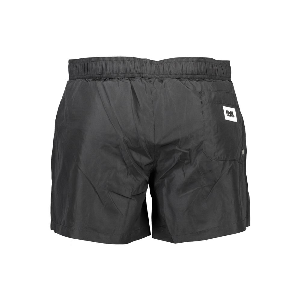 Black Polyester Men's Swim Trunk - ventzia