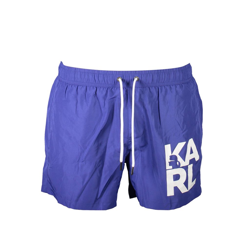 Blu Polyester Mens Swim Trunks - ventzia