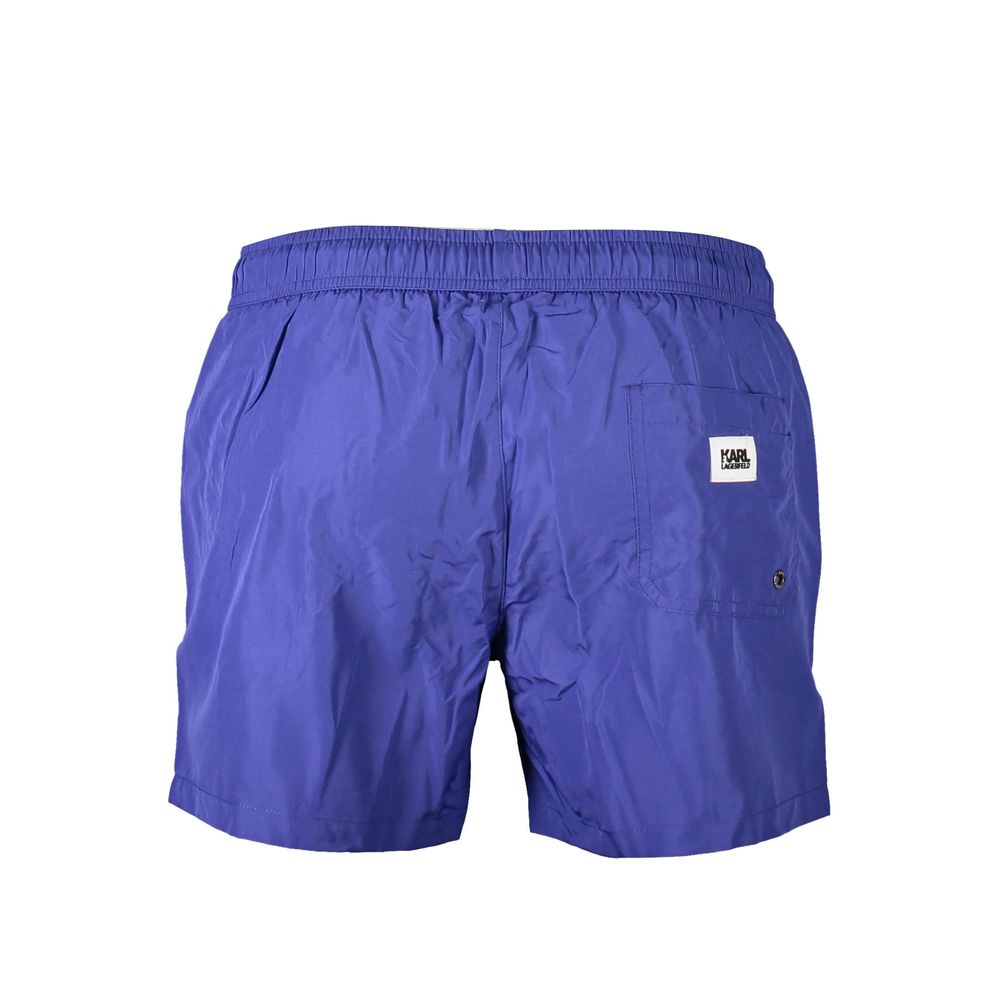 Blu Polyester Mens Swim Trunks - ventzia