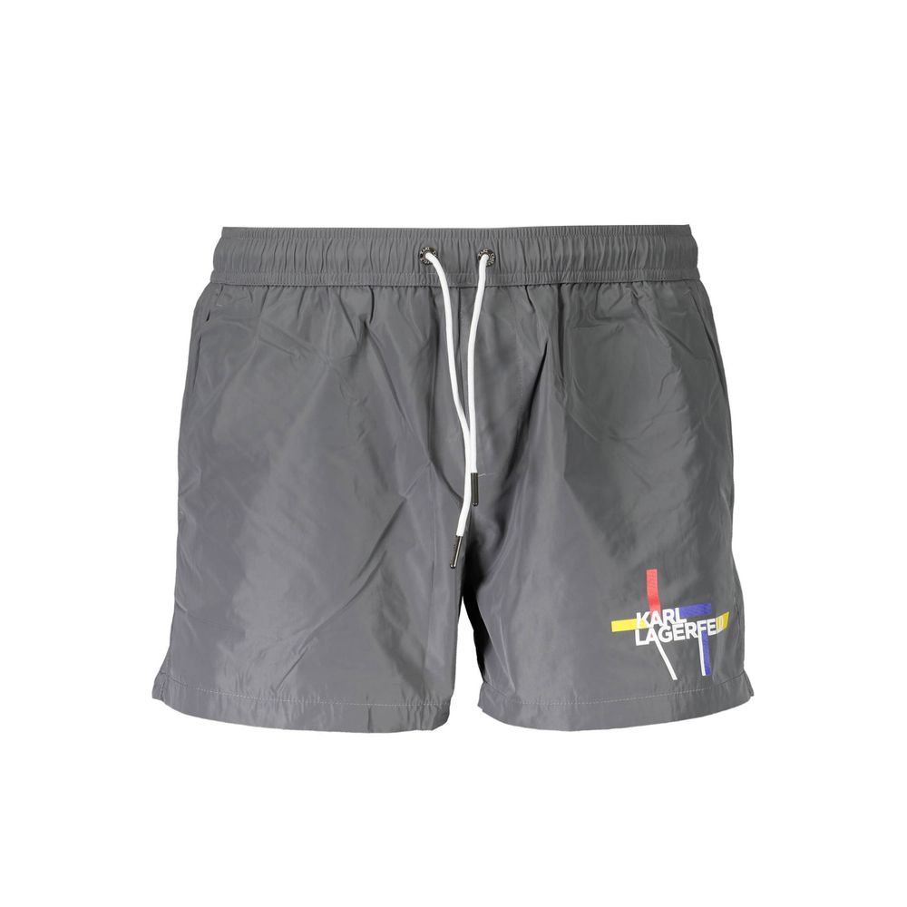 Grigio Polyester Men Swim Boxer - ventzia