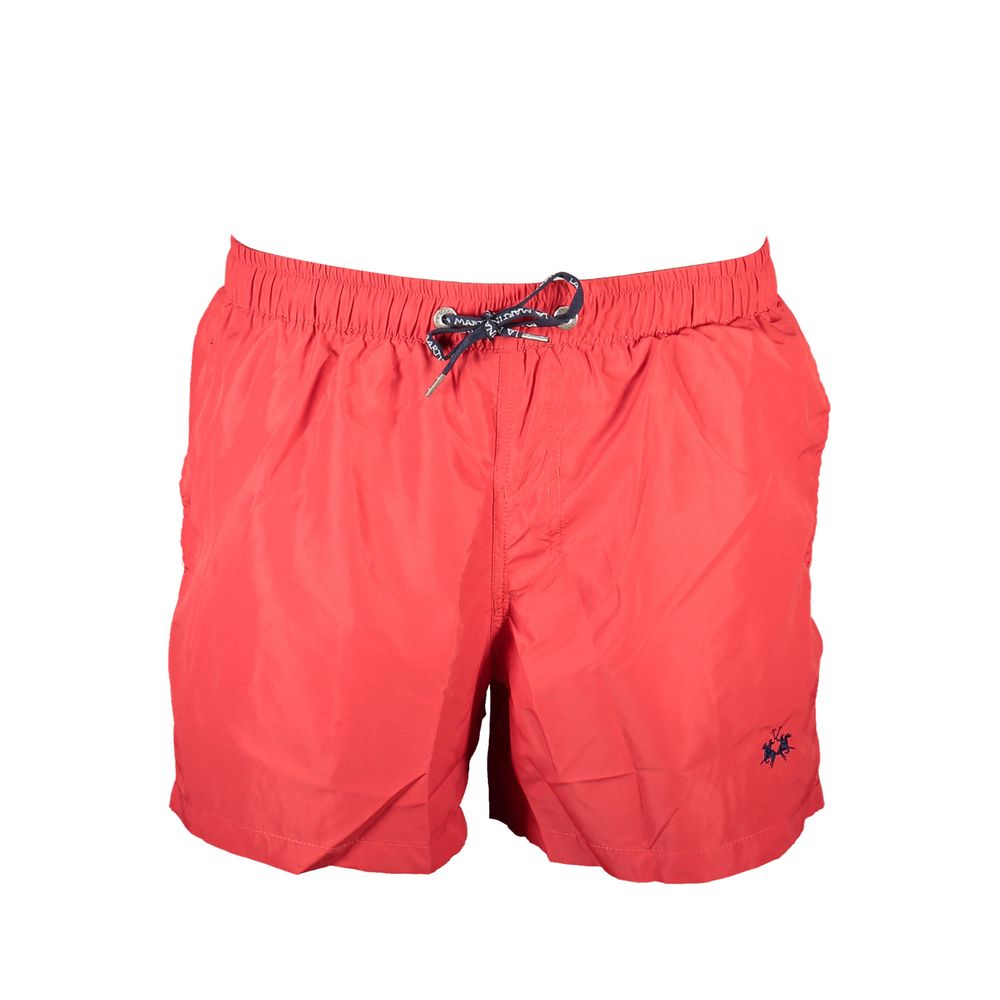 Red Polyester Men's Swim Trunk - ventzia