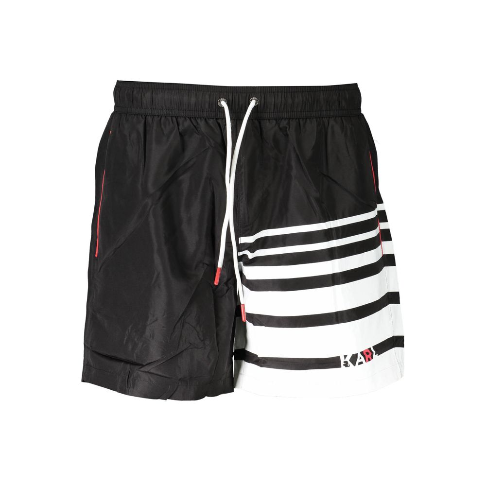 Black Polyester Men's Swim Trunk - ventzia