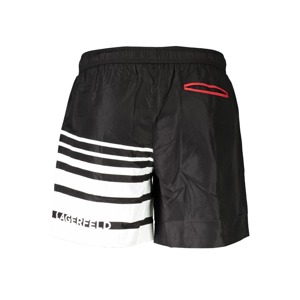 Black Polyester Men's Swim Trunk - ventzia