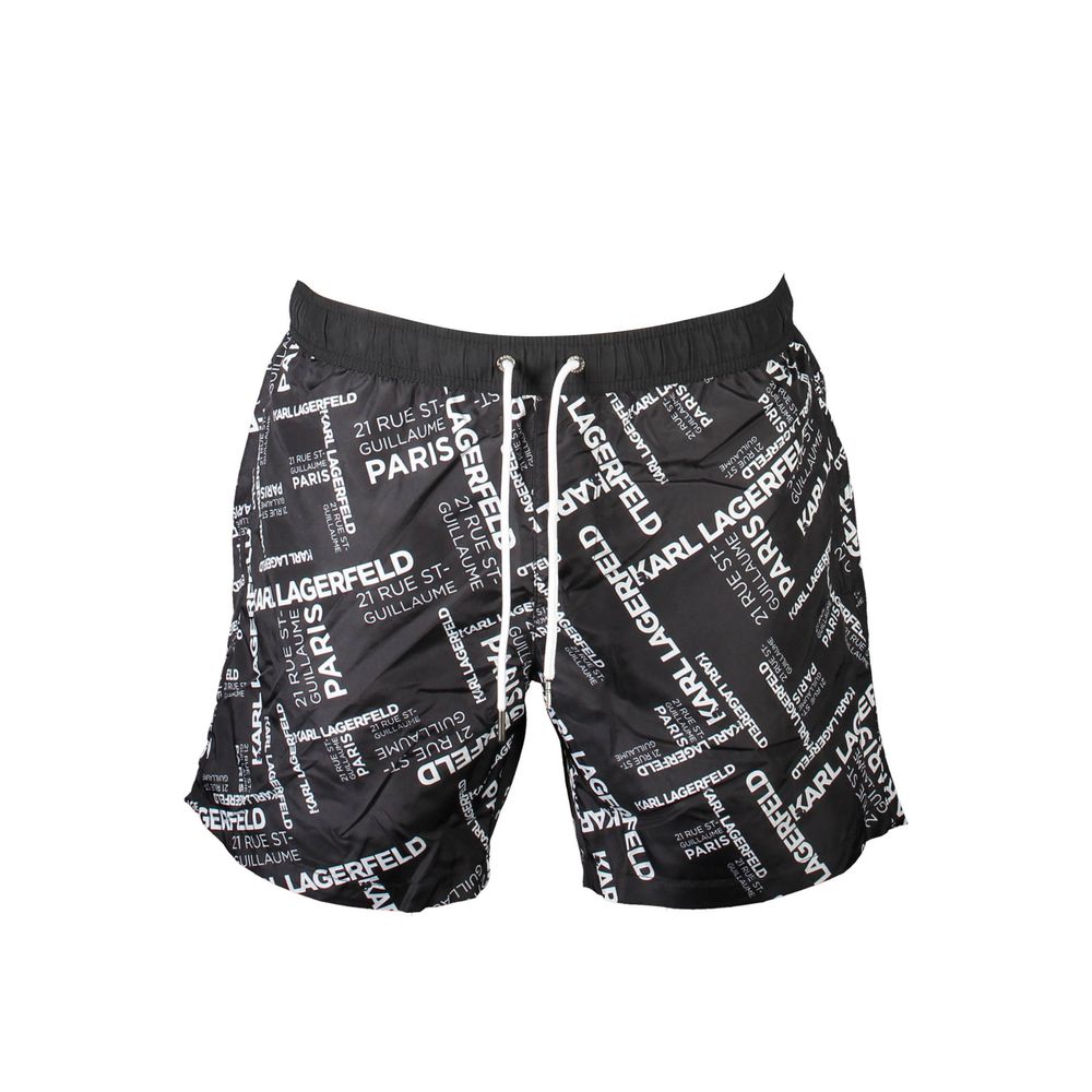 Black Polyester Men's Swim Boxer - ventzia