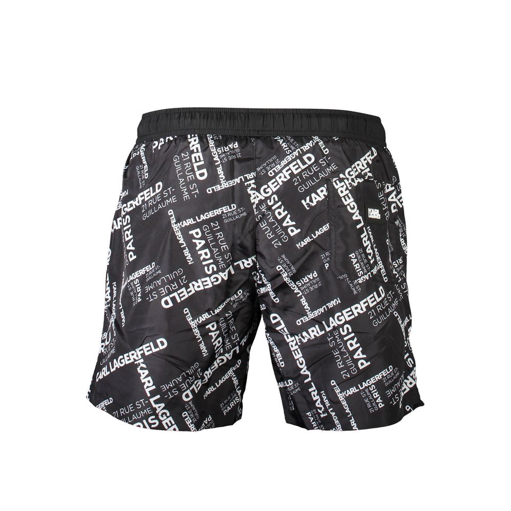Black Polyester Men's Swim Boxer - ventzia