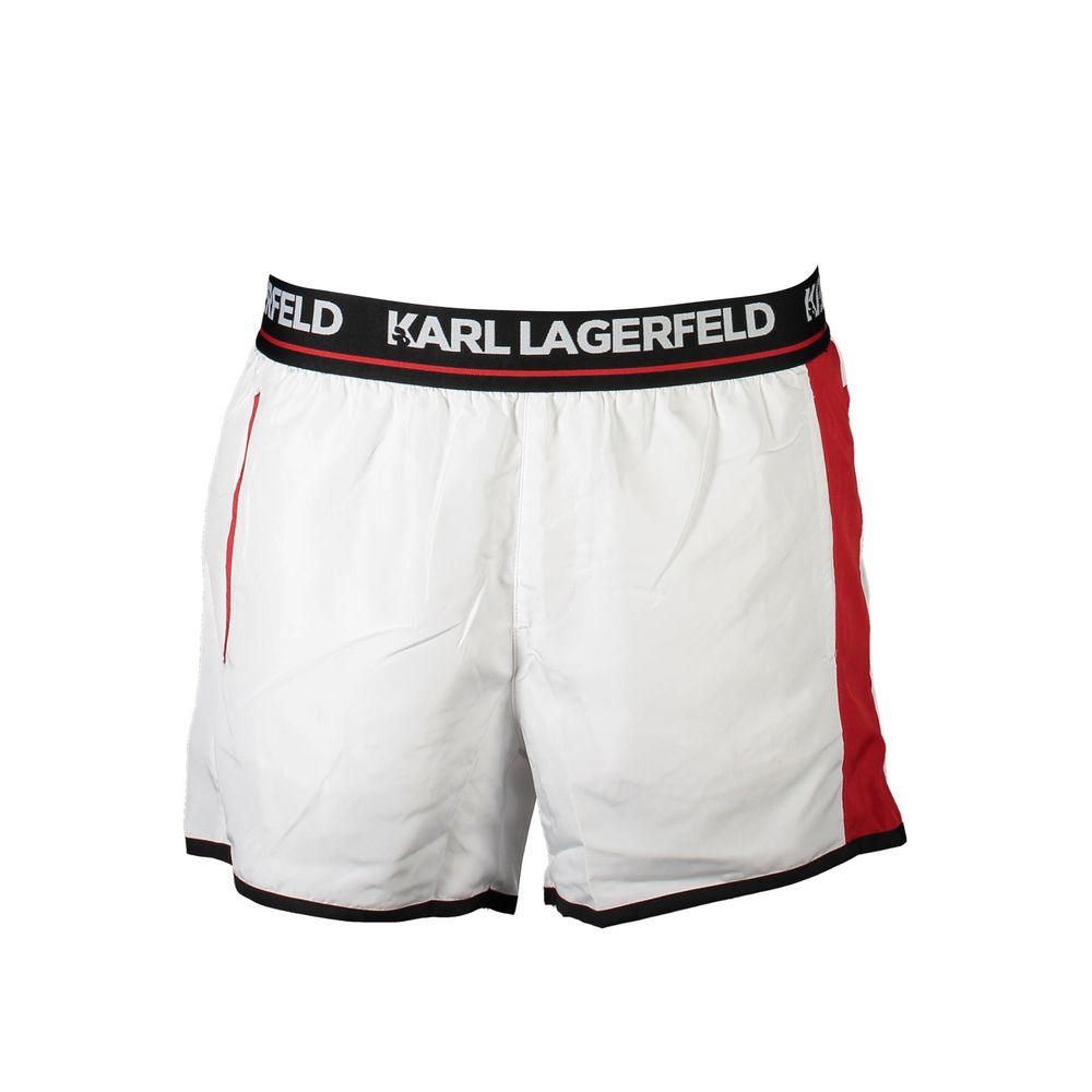 Bianco Poliestere Men Swim Boxer - ventzia