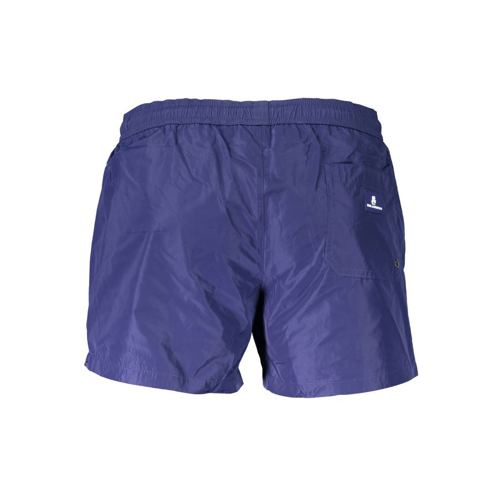 Blue Polyester Men's Swim Boxer - ventzia