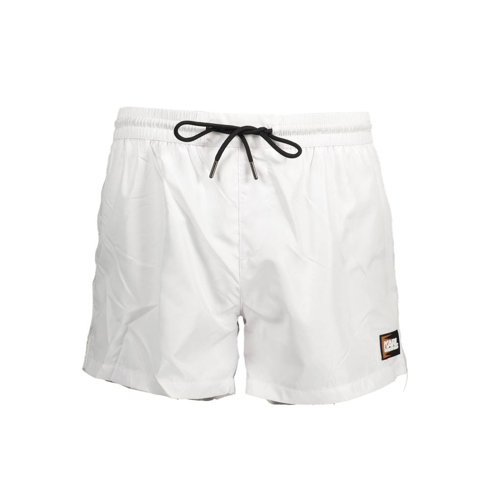 Bianco Polyester Men's Swim Boxer - ventzia