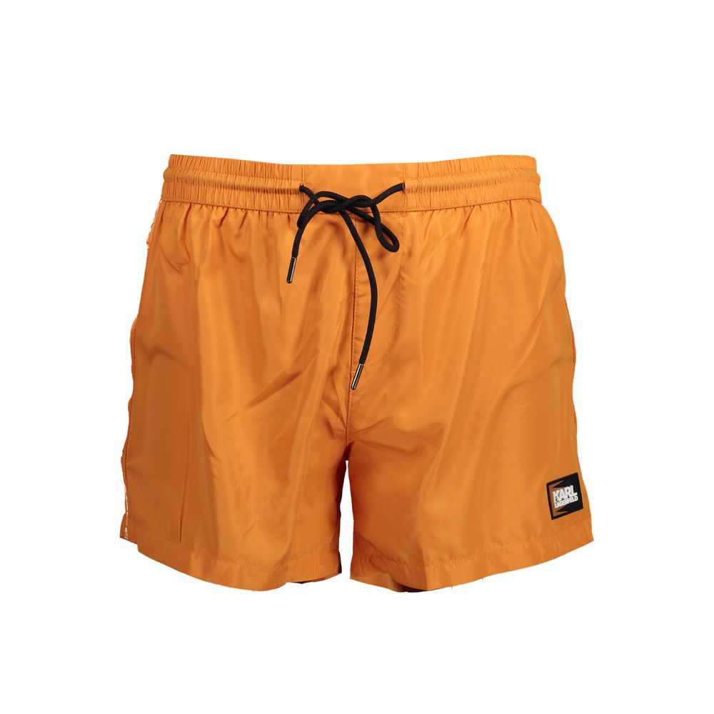 Arancione Polyester Men Swim Boxer - ventzia
