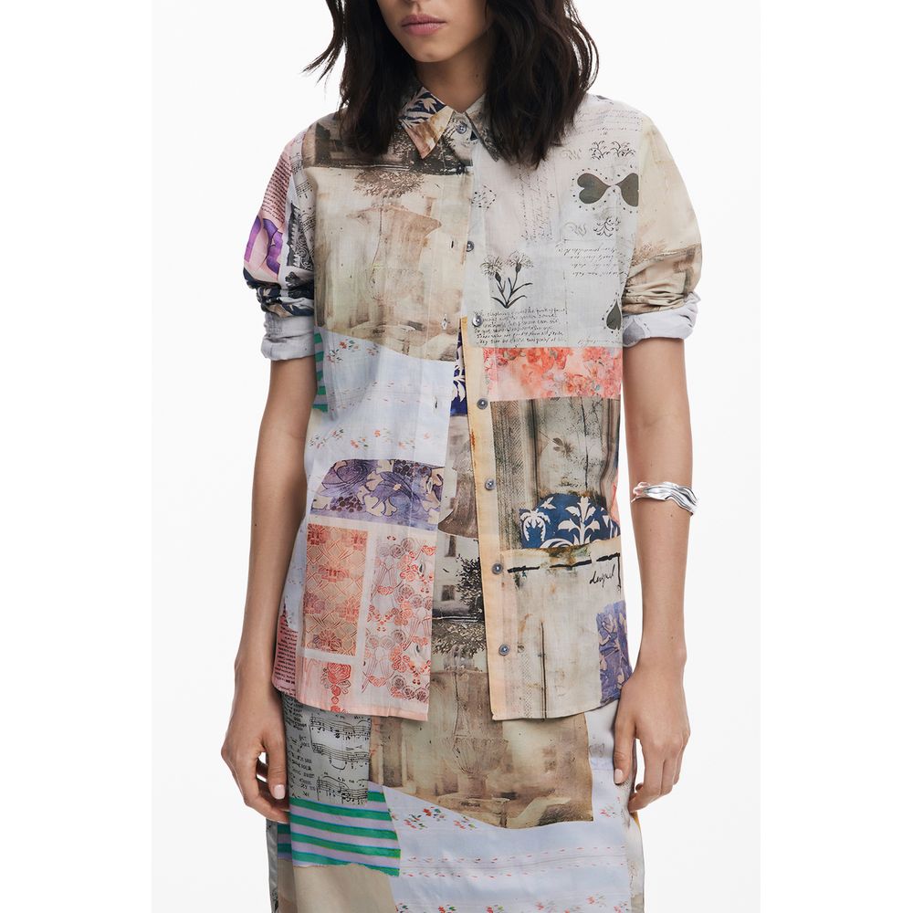 Beige Cotton Women Shirt - ventzia