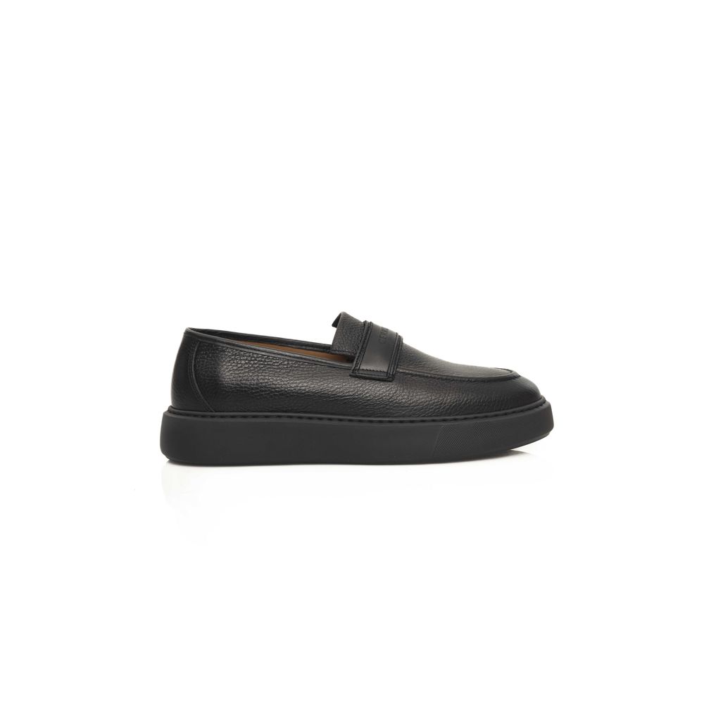 Black Leather Men Loafer - ventzia