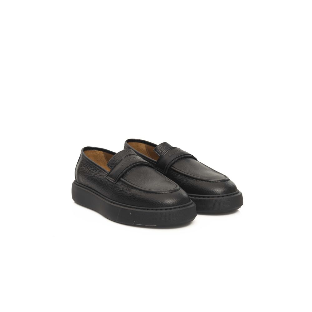 Black Leather Men Loafer - ventzia