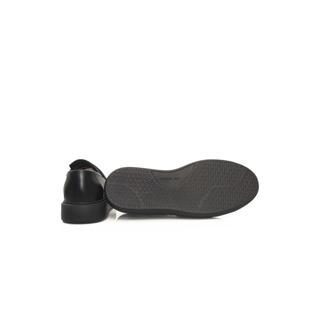 Black Leather Men Loafer - ventzia
