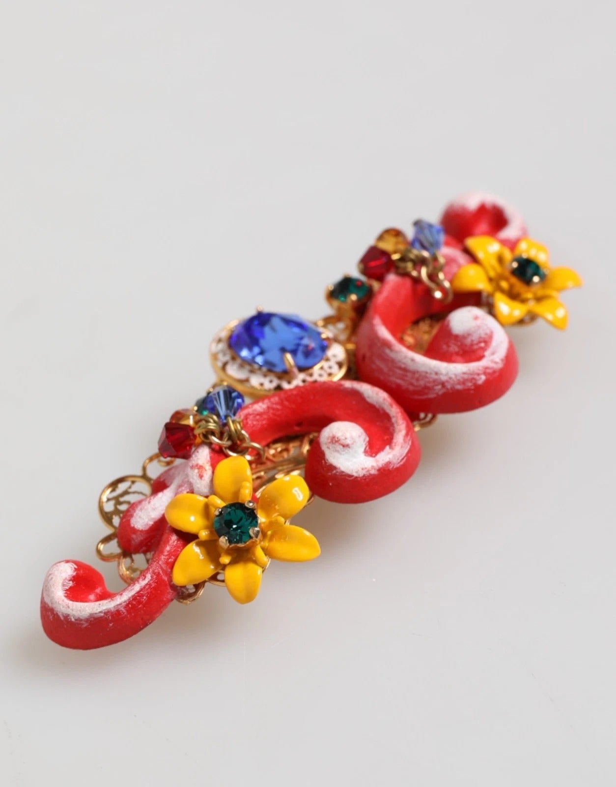 Multicolor Spring CARRETTO Gold Brass Crystal Hair Clip - ventzia