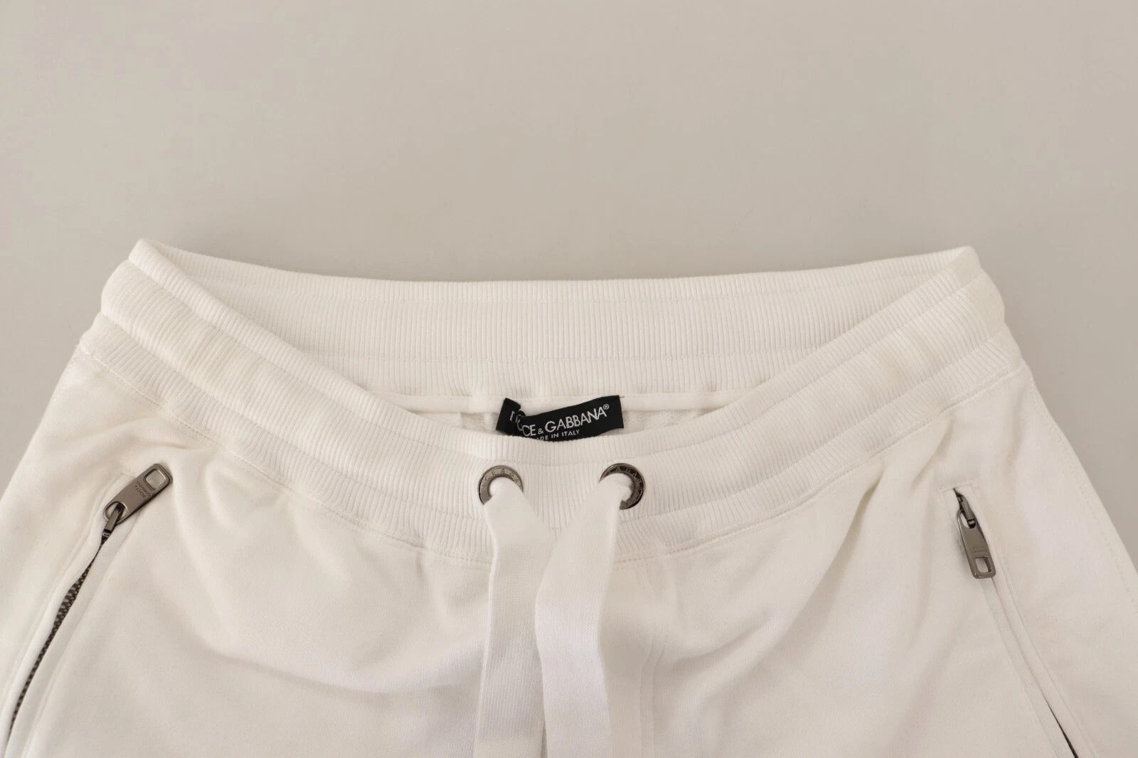 White Cotton Logo Patch Sweatpants Jogging Pants - ventzia
