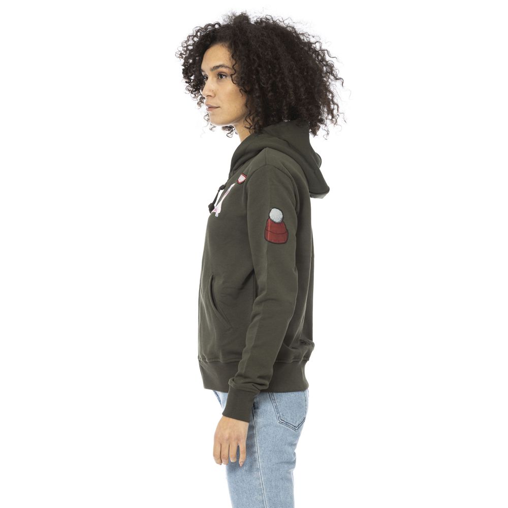 Green Cotton Women Sweatshirt Top - ventzia