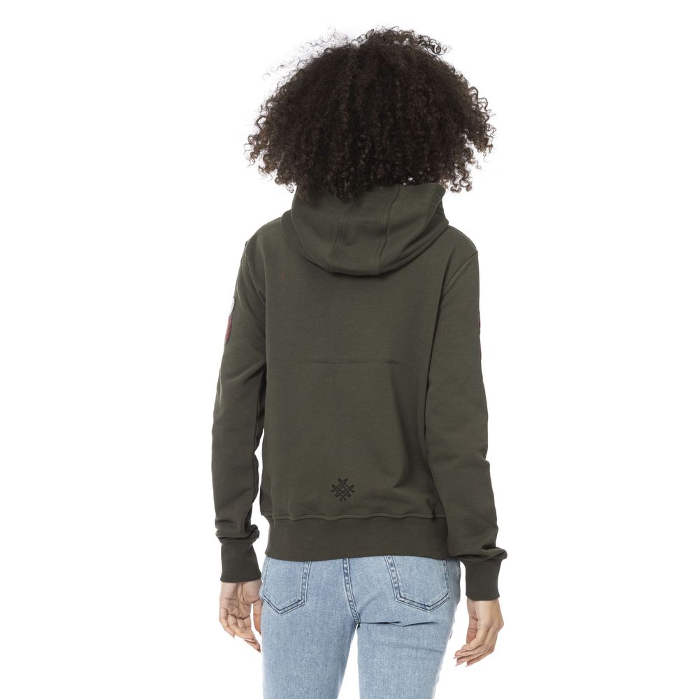 Green Cotton Women Sweatshirt Top - ventzia