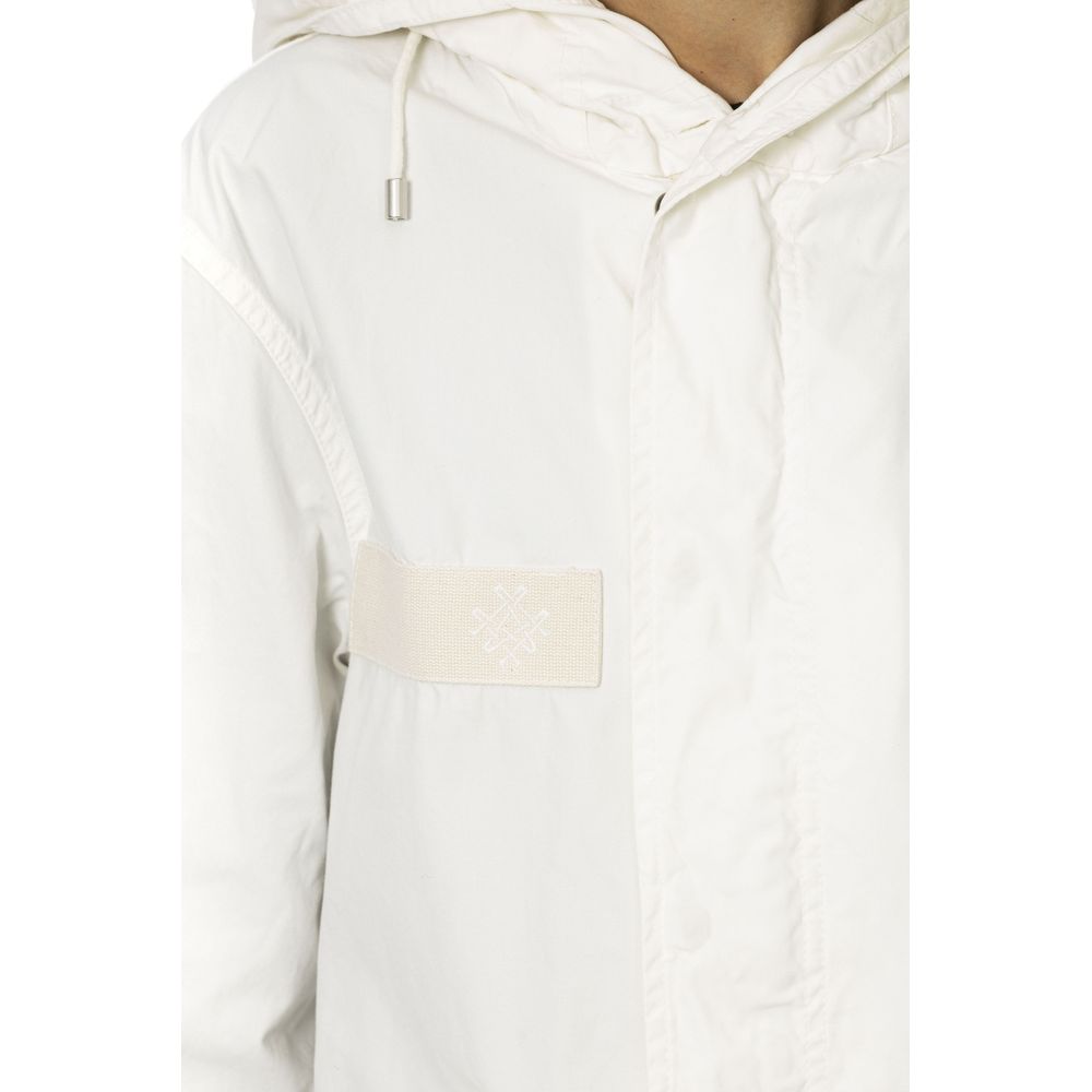 White Cotton Women Parka - ventzia