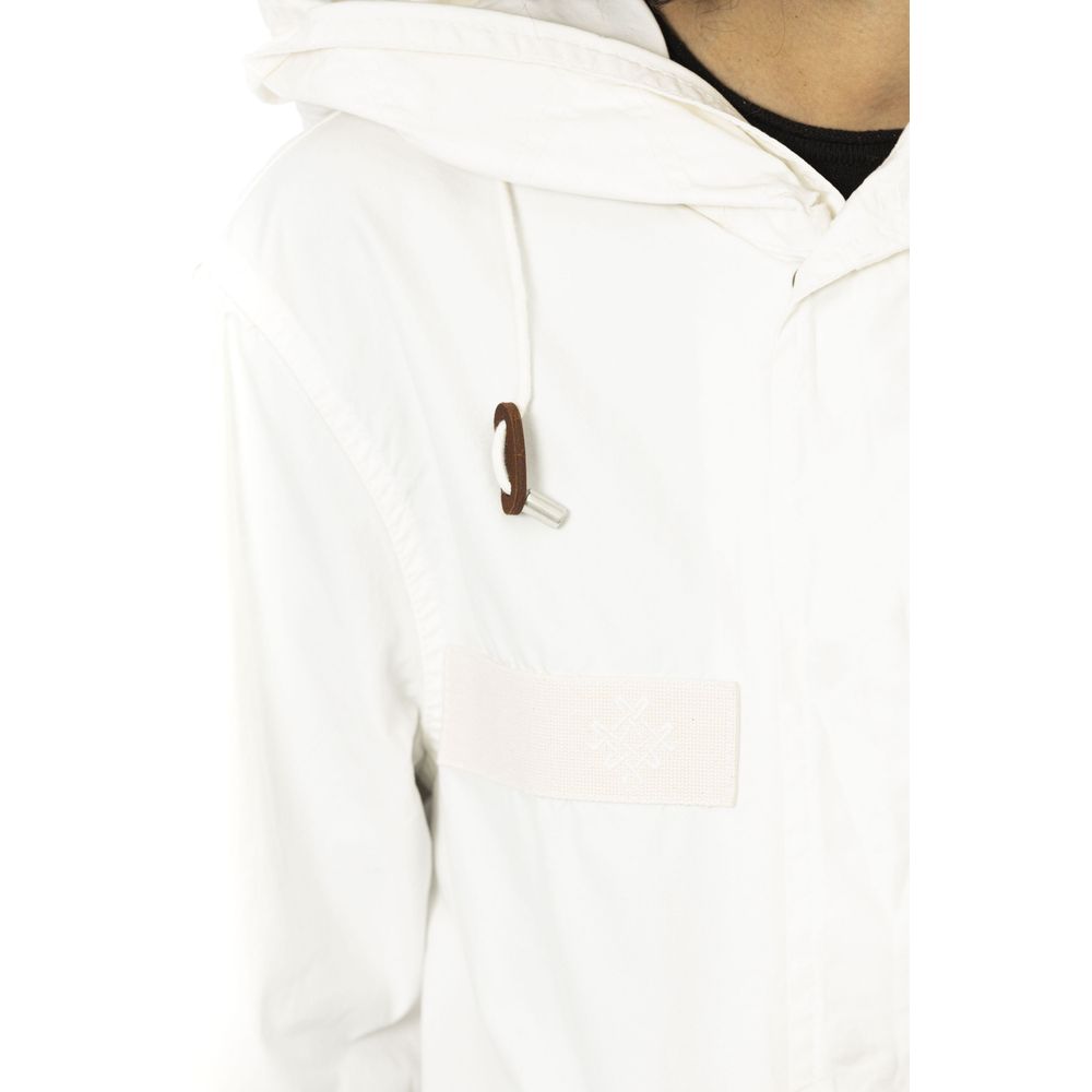 White Cotton Women Parka - ventzia