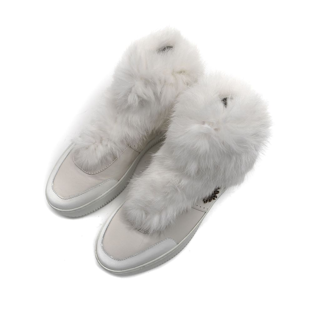 White Cotton Women Sneaker - ventzia