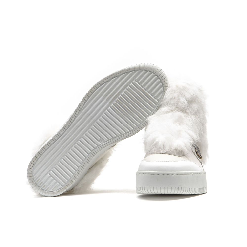 White Cotton Women Sneaker - ventzia