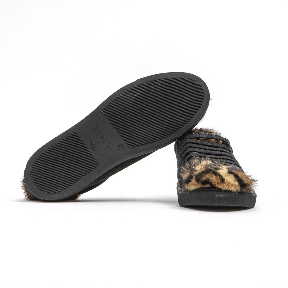Black Leather Women Sneaker - ventzia
