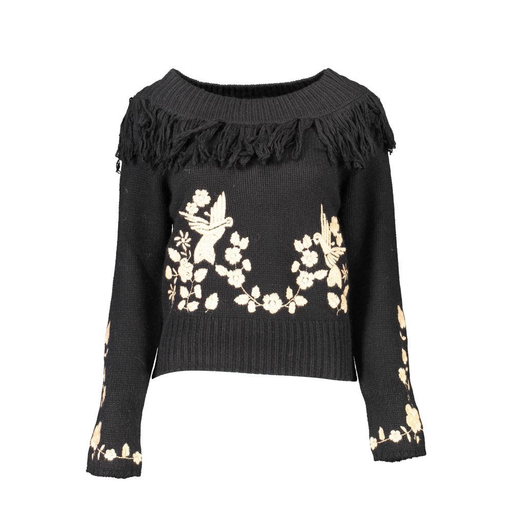 Black Viscose Women Sweater - ventzia