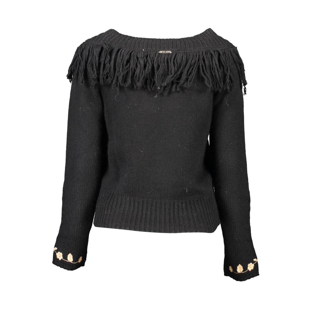 Black Viscose Women Sweater - ventzia